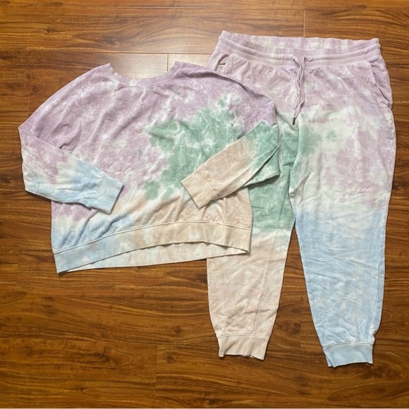 Old Navy Multicolor Tie Dye Boxy Sweatshirt + Drawstring Jogger Set Size XL - Picture 1 of 15